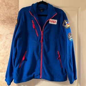 Blue NASA Fleece Jacket with Red Accents